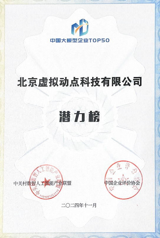 突出重围！【爱体育】官网·虚拟动点动作大模型入选“2024中国大模型TOP50企业潜力榜”